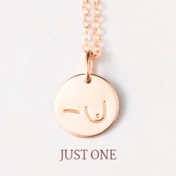 Delicate Rose Gold Tone Just One Breast Cancer Mastectomy Pendant Necklace NWT - Picture 4 of 12